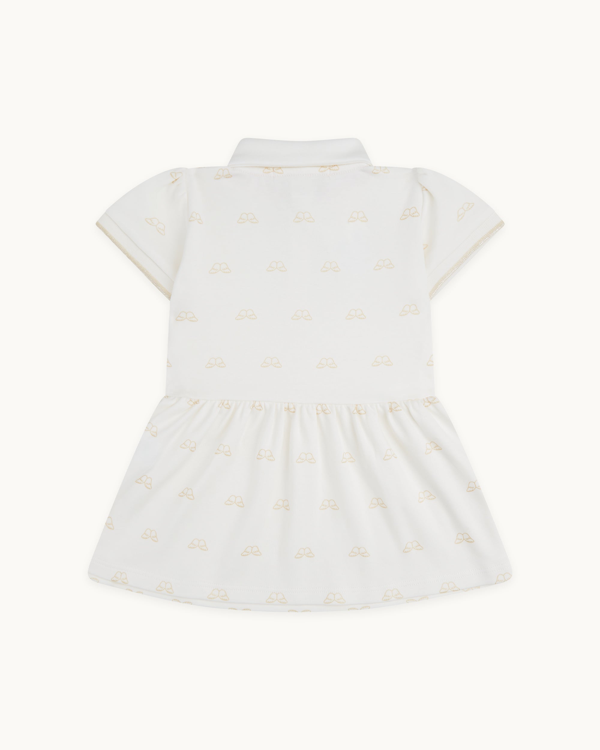 Angel Wing™ Polo Dress - Baby White & Gold