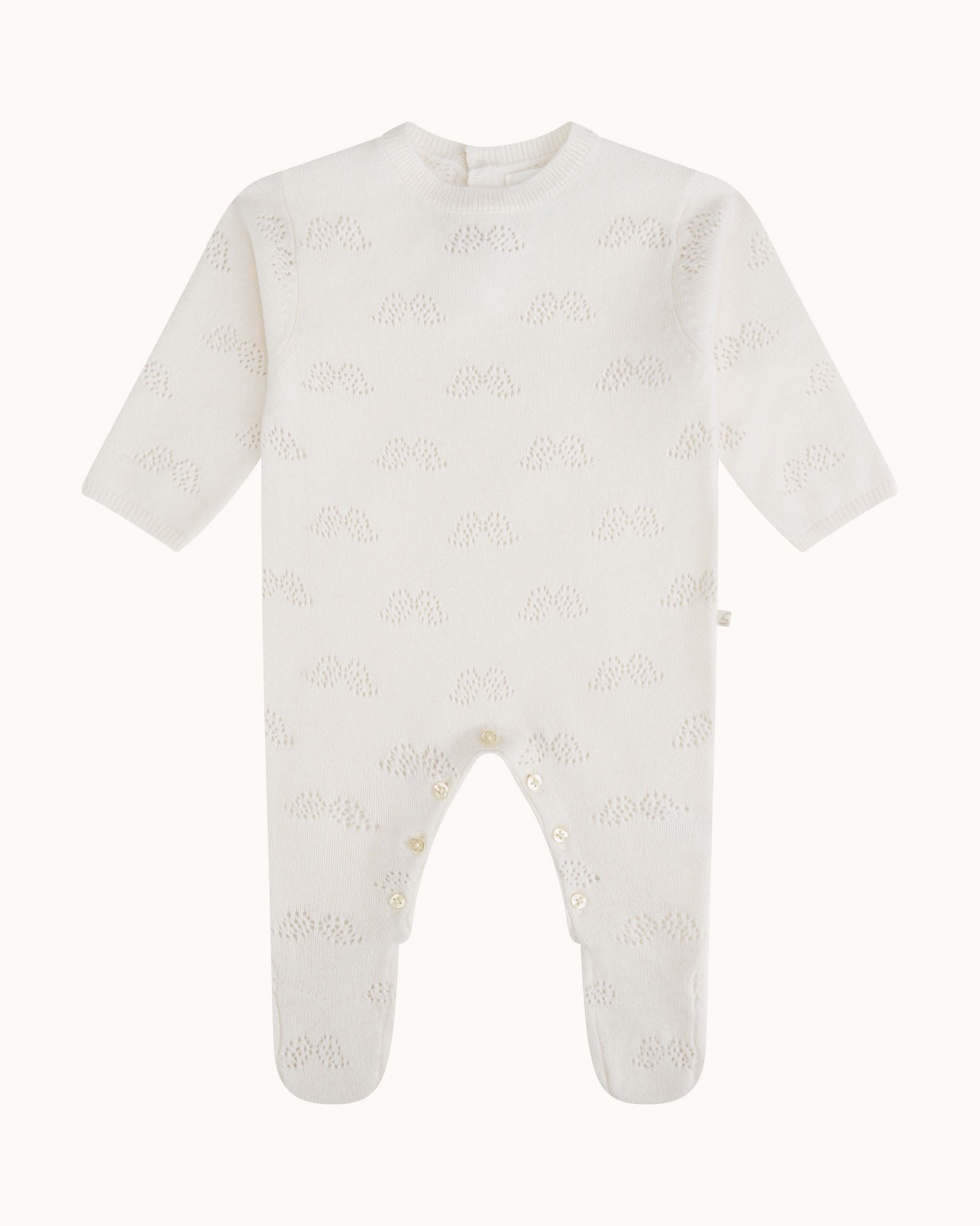 Angel Wing Cashmere Pointelle Sleepsuit