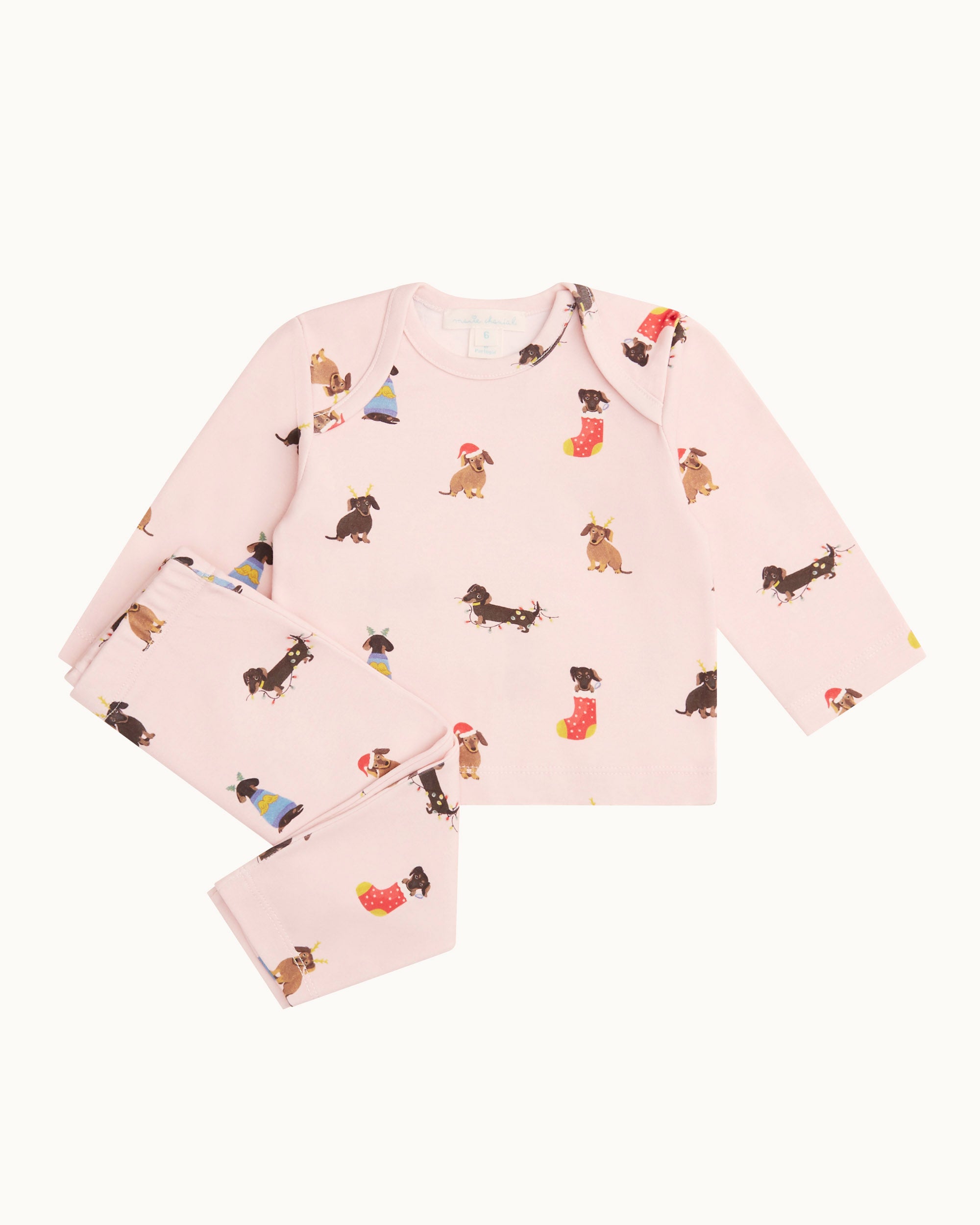 Christmas Dogs Two Piece Set - Pink