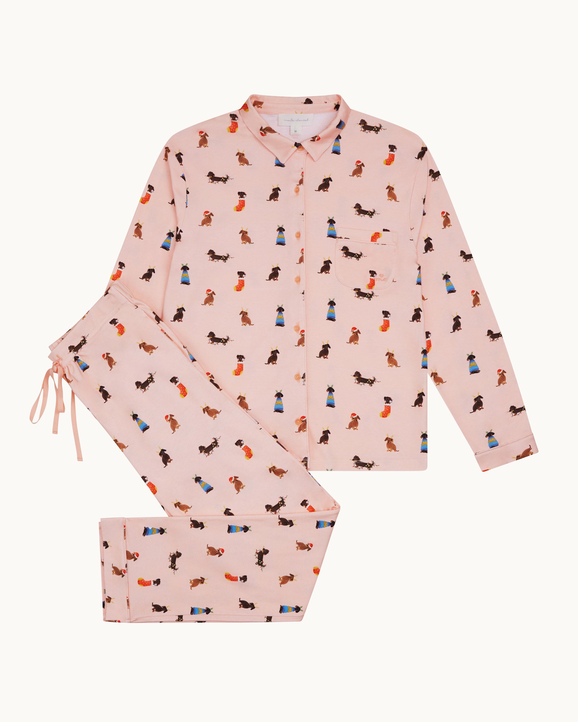 Christmas Dogs Pyjama - Adult Pink