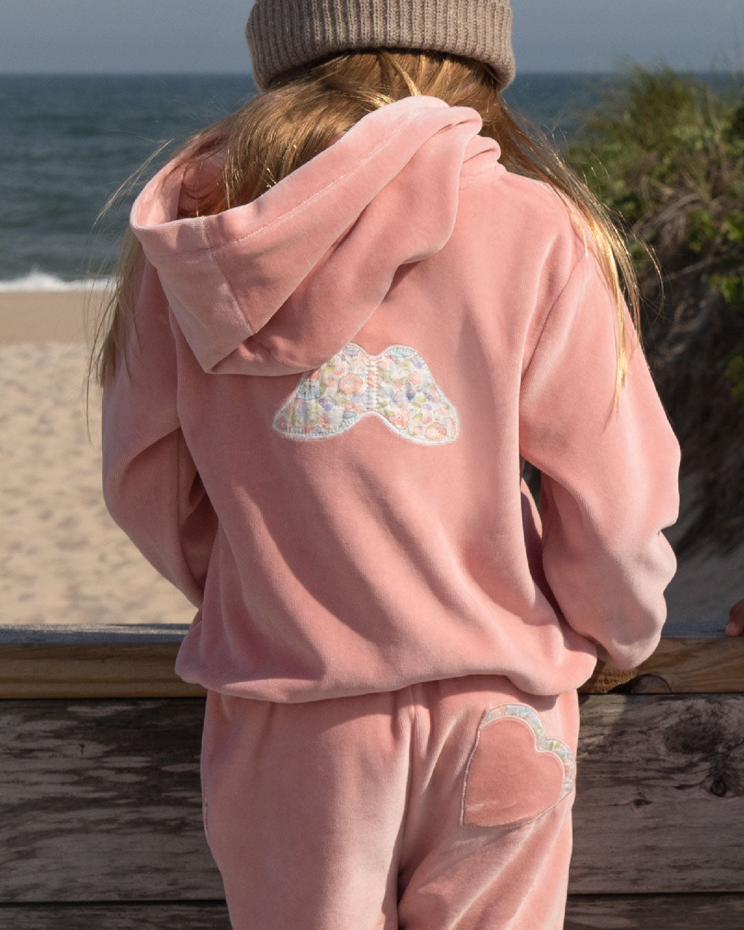Velour Angel Wing™ Loungewear Set - Child Dusty Pink