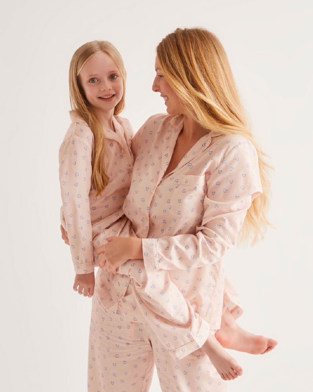 Love Heart Woven Cotton Pyjama - Adult Pink