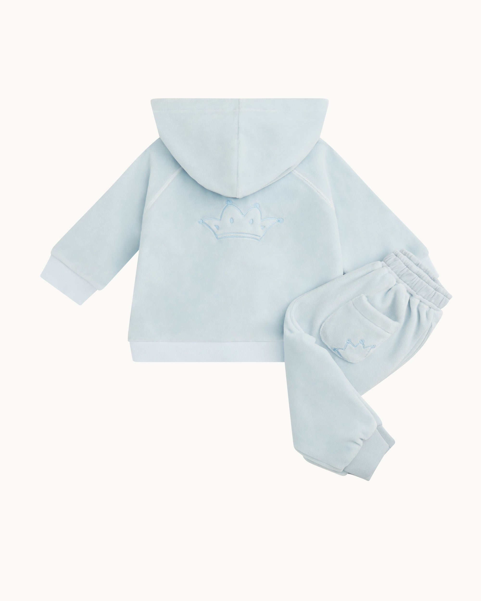 Tino Crown Velour Loungewear Set - Baby Dusty Blue