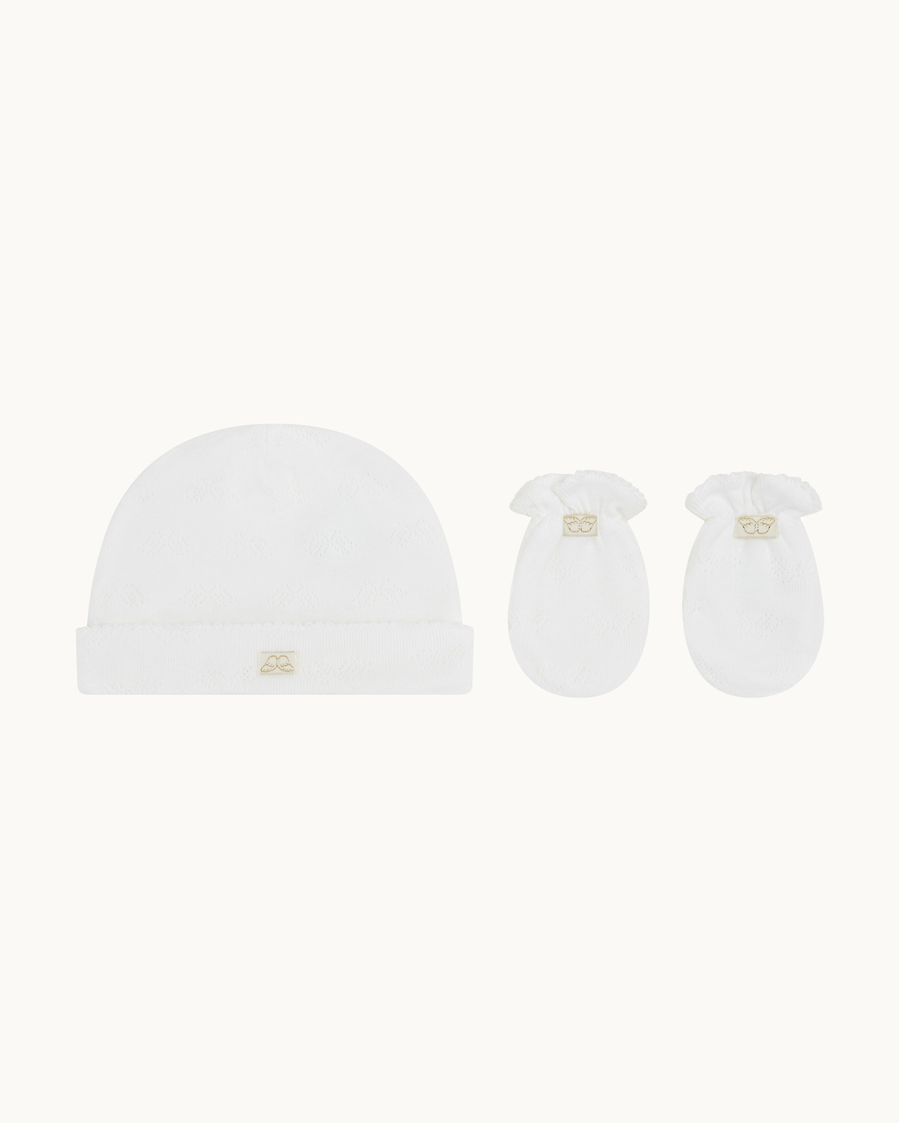 Pointelle Cotton Hat And Mitten Gift Set