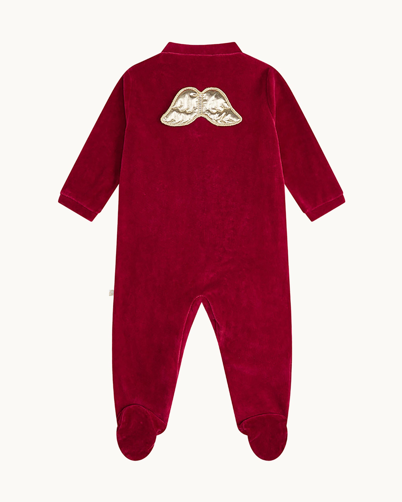 Velour Angel Wing™ Sleepsuit - Gold & Burgundy