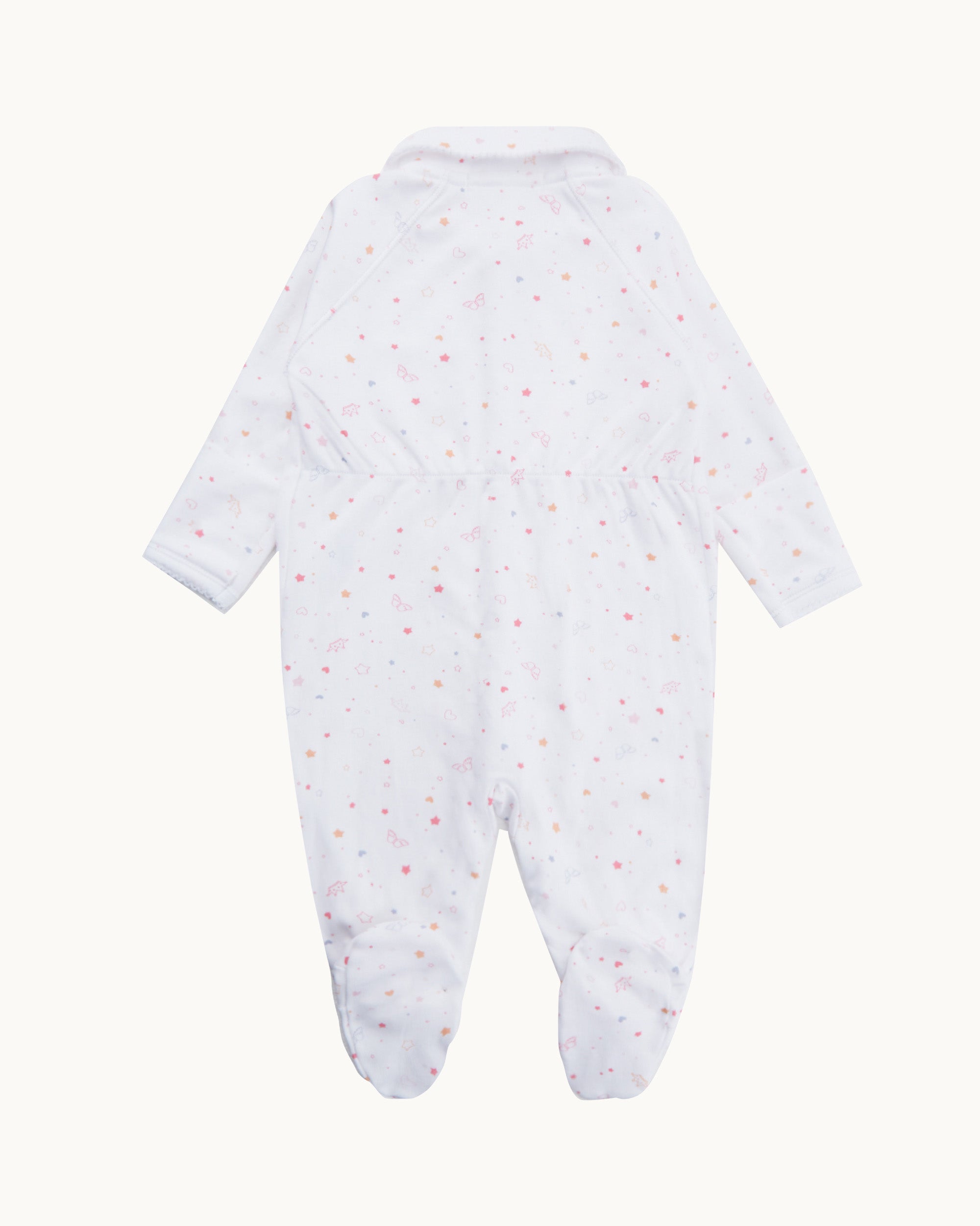 Star & Crown Sleepsuit With Mittens - Pink