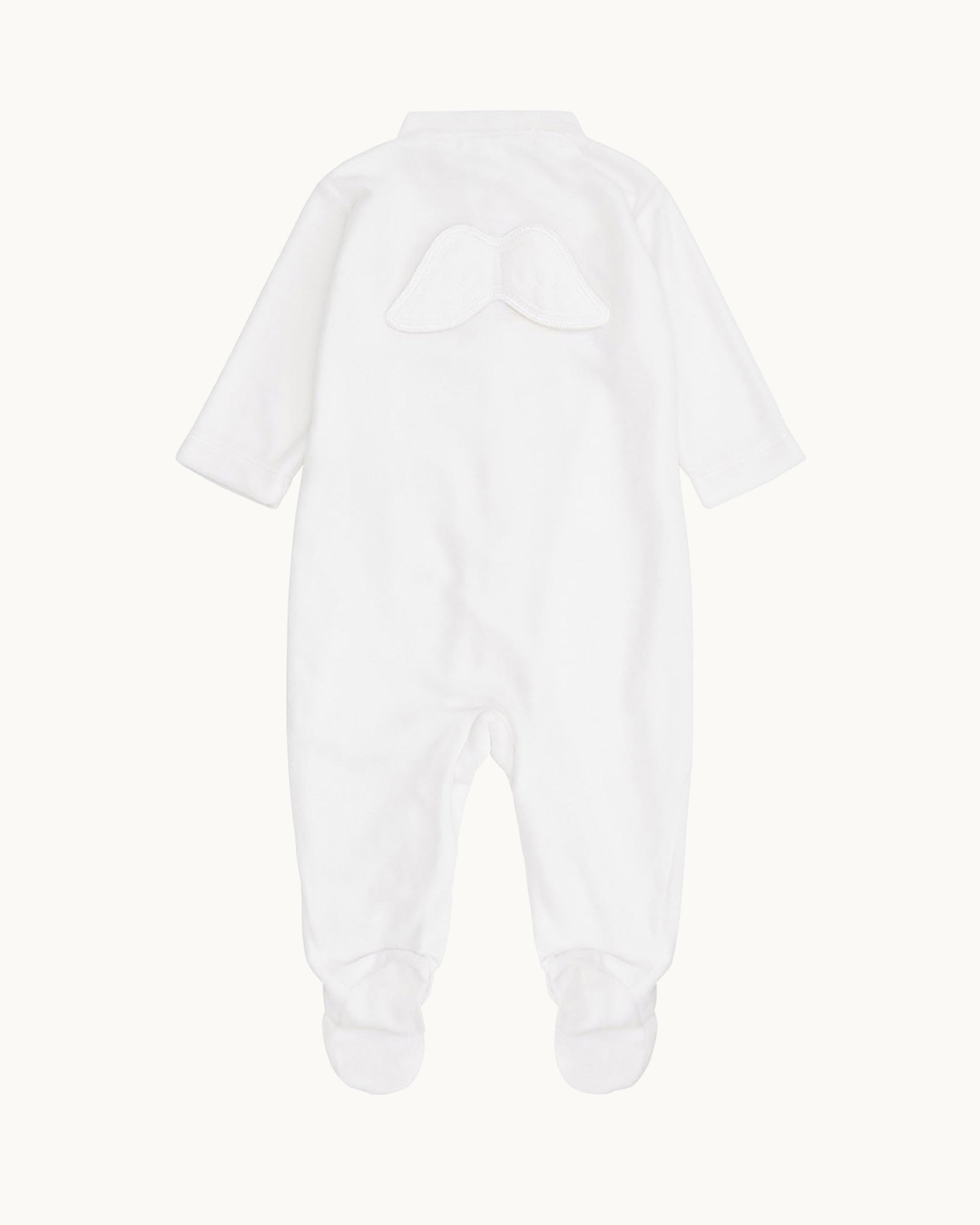 Velour Angel Wing™ Sleepsuit - White