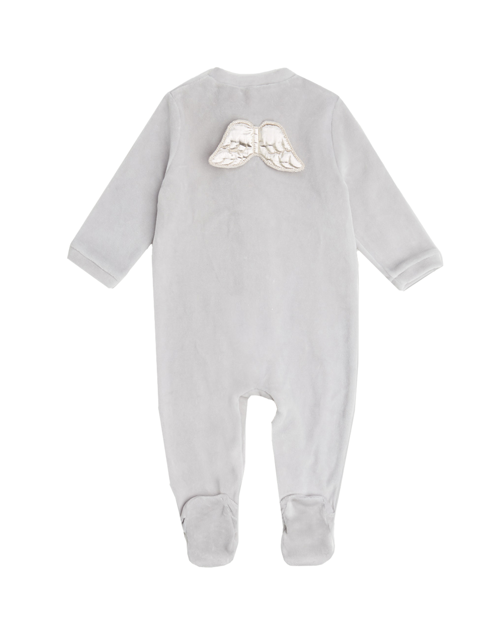 Velour Angel Wing™ Sleepsuit - Silver & Grey