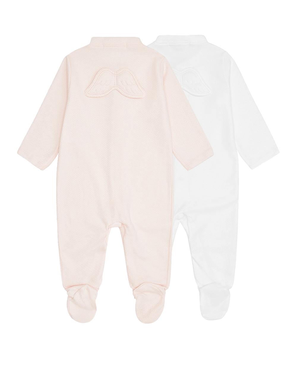 Set of 2 - Pointelle Angel Wing™ Sleepsuits - White & Pink