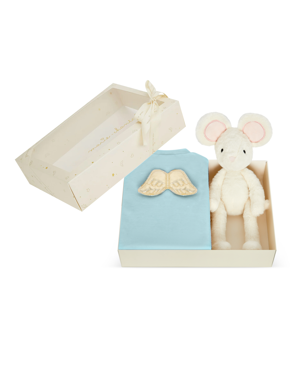 Sleep & Snuggle Velour Angel Wing Gift Set - Gold & Dusty Blue