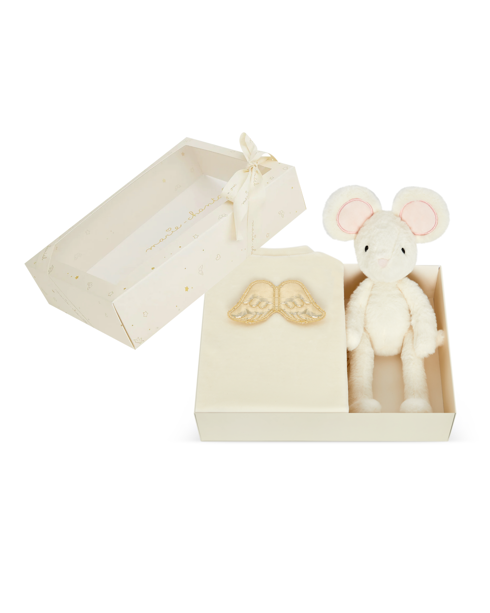 Sleep & Snuggle Velour Angel Wing Gift Set - Gold & Cream