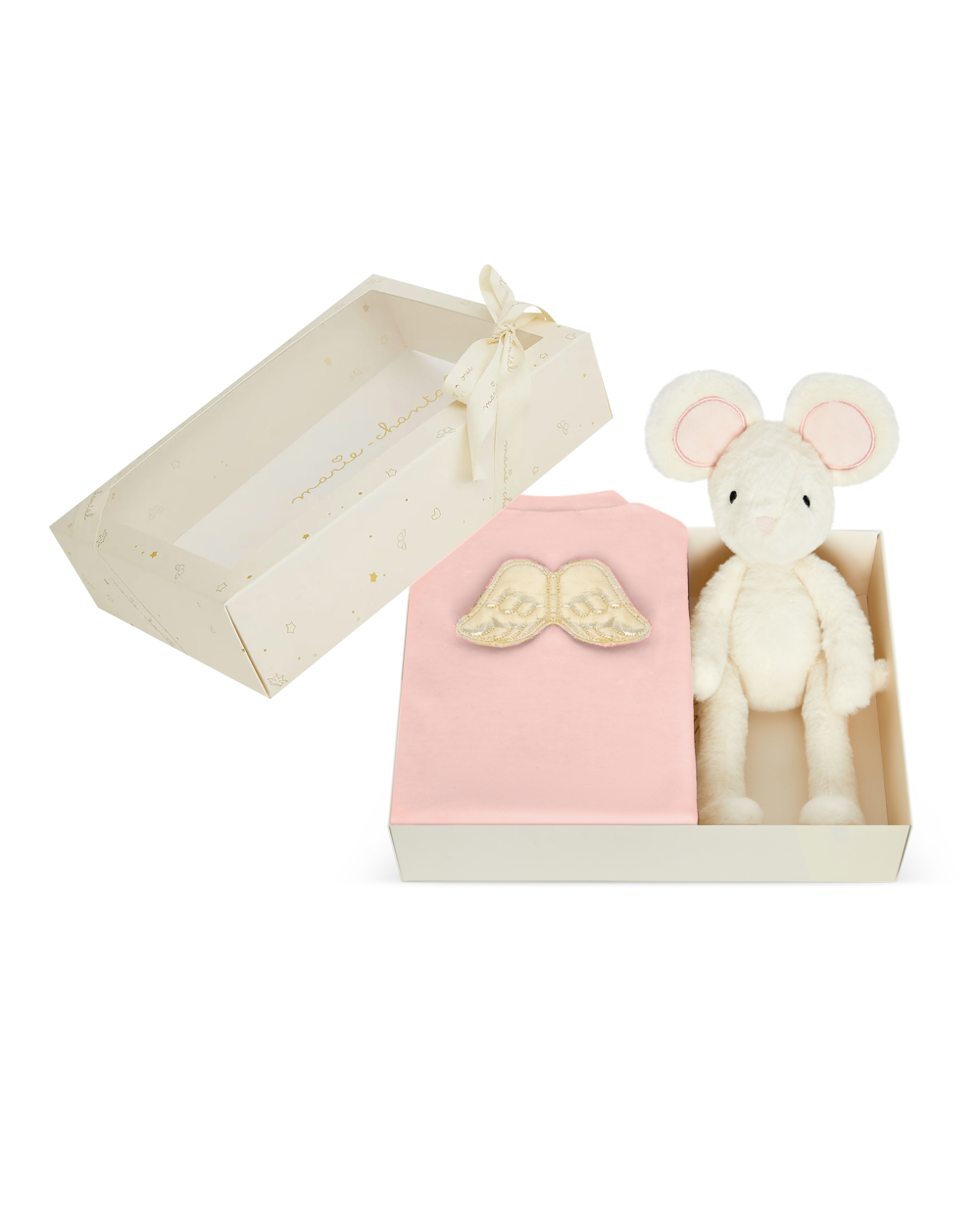 Sleep & Snuggle Velour Angel Wing Gift Set - Gold & Dusty Pink