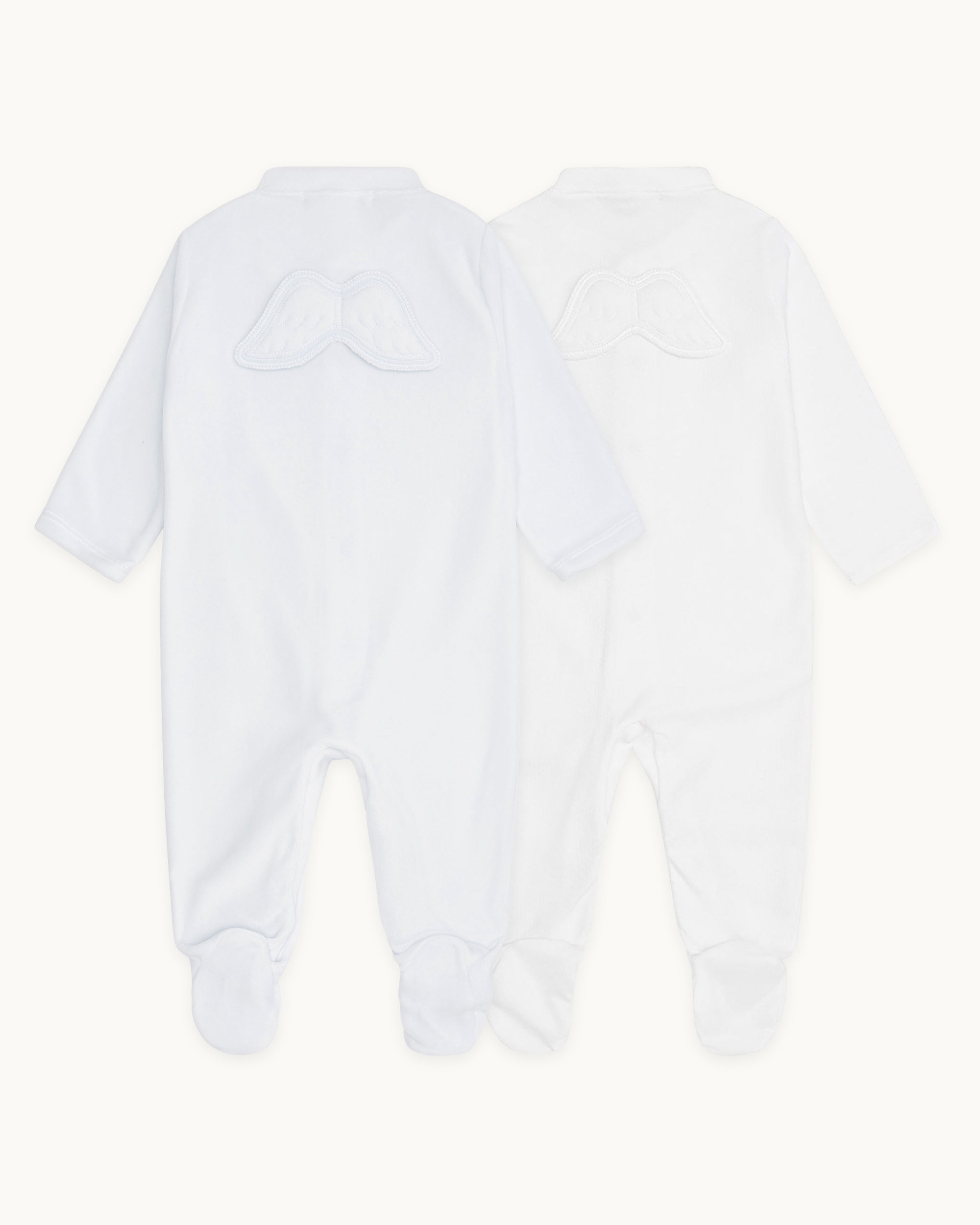 Set of 2 - Pointelle Angel Wing™ Sleepsuits - White & Blue