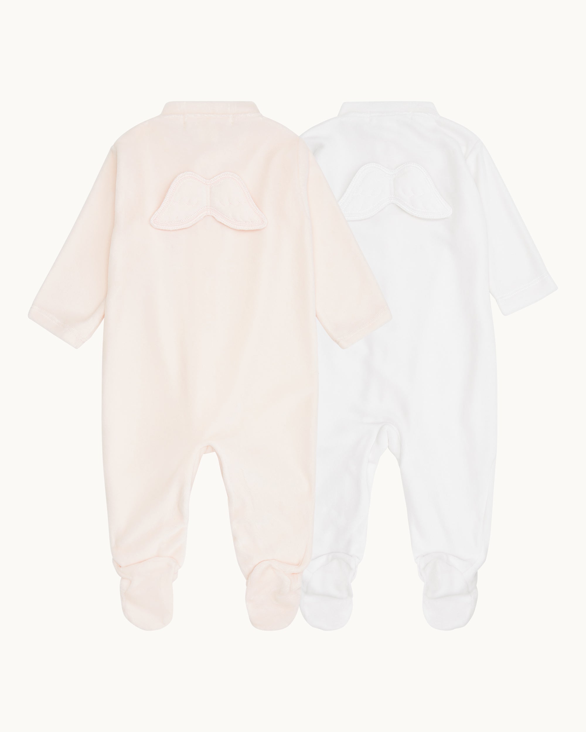 Set of 2 - Pointelle Angel Wing™ Sleepsuits - White & Pink